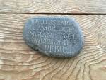 Ian Hamilton Finlay. England is the Louvre of The Pebble, 1995. Inscribed stone, 97 x 145 x 14 mm. Photograph: Veronica Simpson.