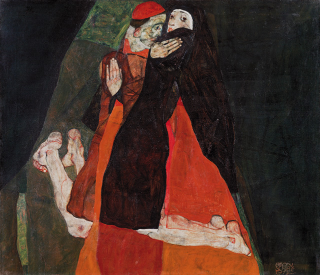 Egon Schiele. Cardinal and Nun (Caress), 1912. © Leopold Museum, Vienna.