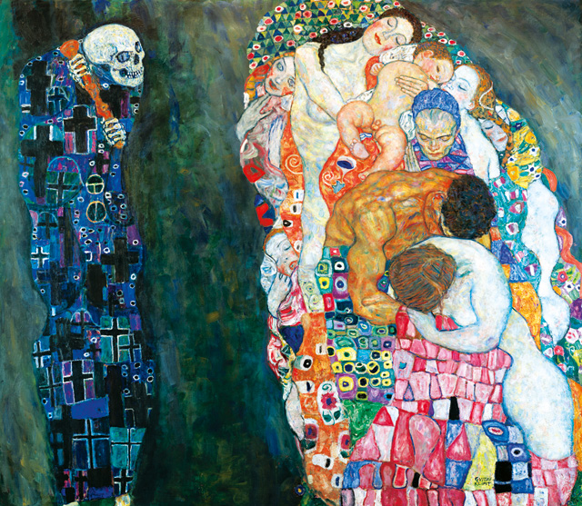 Gustav Klimt. Death and Life, reworked in 1915/16.  Oil on canvas, 180.8 × 200.6 cm. Leopold Museum, Vienna. Photo: Leopold Museum, Vienna/Manfred Thumberger.