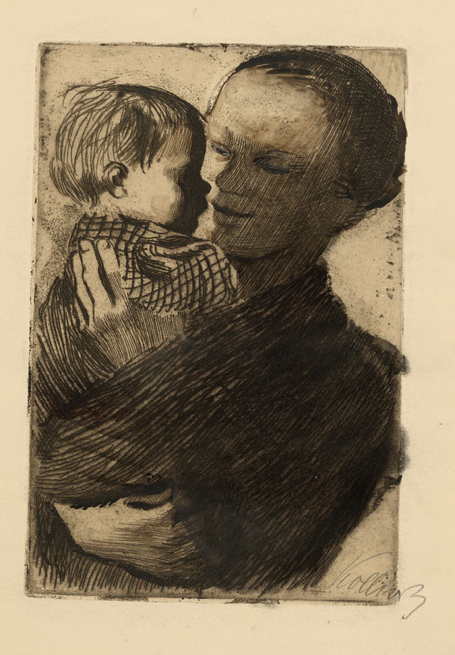 Käthe Kollwitz. Mother with Child in Her Arms, 1910. Etching. © The Trustees of the British Museum.