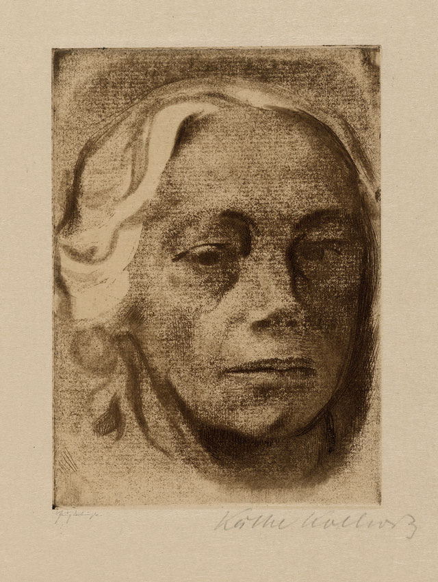 Käthe Kollwitz. Self Portrait, 1912. Etching, drypoint and soft ground. © The Trustees of the British Museum.