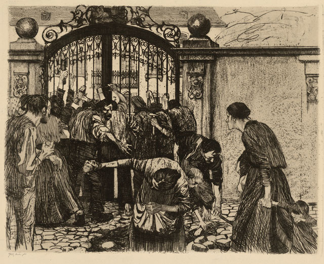 Käthe Kollwitz. Sturm (Riot), Plate 5, 1893-7. Etching with stippling. © The Trustees of the British Museum.