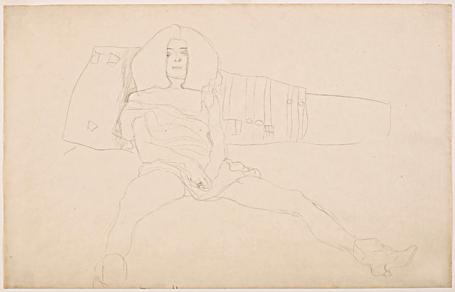 Gustav Klimt. Sitzender weiblicher Halbakt, 1904. Leopold Museum, Vienna. Reproduced in: Die Hetärengespräche des Lukian.