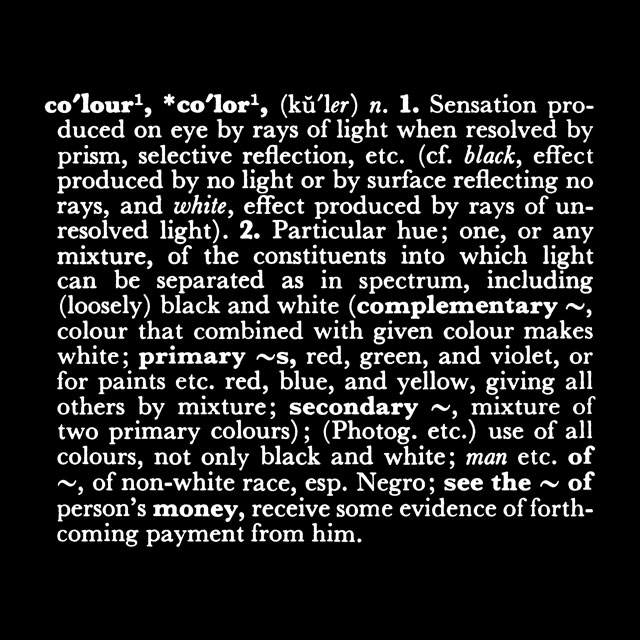 Joseph Kosuth. ‘Titled (A.A.I.A.I.)’ [colour] (O.E.D.), 1967. Mounted photograph, 122 x 122 cm. © Joseph Kosuth. Courtesy of the artist and Sprüth Magers.