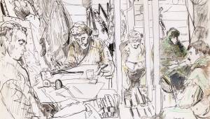 Linda Kitson talks about the works in Drawings and Projects, her current exhibition at House of Illustration in London, curated by Quentin Blake, being a war artist during the Falklands crisis, her inspiration and influences, and her latest work using an iPad