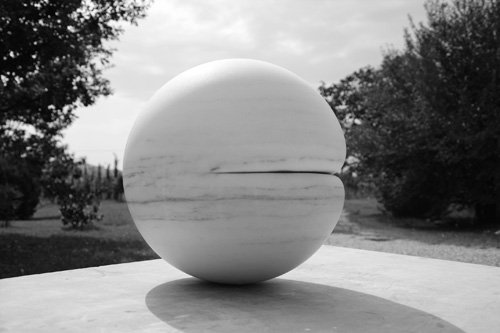 Adeline de Monseignat. In The Flesh II, 2015. Marble (Cividale), 42 cm diameter.