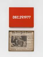 On Kawara. DEC. 29, 1977. 'Thursday'. New York. From Today, 1966-2013. Acrylic on canvas, 8 x 10 in (20.3 x 25.4 cm). Pictured with artist-made cardboard storage boxes, 10 1/2 x 10 3/4 x 2 in (26.8 x 27.2 x 5 cm). Private collection. Photograph: Courtesy David Zwirner, New York/London.
