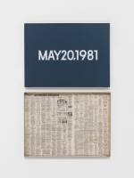 On Kawara. MAY 20, 1981. 'Wednesday.' New York. From Today, 1966-2013. Acrylic on canvas, 18 x 24 in (45.7 x 61 cm). Pictured with artist-made cardboard storage boxes, 24 5/8 x 18 5/8 x 2 in (62.5 x 47.3 x 5 cm). Private collection. Photograph: Courtesy David Zwirner, New York/London.