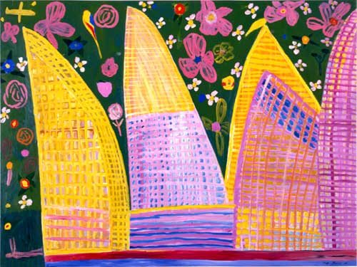 Opera House and Botanic Gardens, 1998, acrylic on canvas, 150 x 200 cms