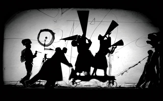 William Kentridge. The Refusal of Time, with collaboration of Philip Miller, Catherine Meyburgh and Peter Galison. Film still, 2012, 5-channel video projection, colour, sound, megaphones, breathing machine, 30 min. Courtesy William Kentridge, Marian Goodman Gallery, Goodman Gallery and Lia Rumma Gallery.