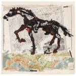 William Kentridge. Streets of the City, 2009. Tapestry weave with embroidery. Warp: polyester; Weft and embroidery: mohair, acrylic and polyester, 440 x 443 cm. Woven by the Stephens Tapestry Studio. Courtesy William Kentridge, Marian Goodman Gallery, Goodman Gallery and Lia Rumma Gallery.