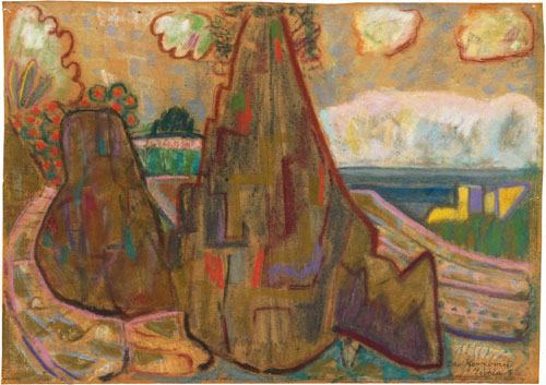 Ida Kerkovius. Ischia, 1952. Pastel on light brown paper, 49.8 x 70 cm. Collection Prof. Dr. Gerhard Kluge. Photograph: Kunstsammlungen Chemnitz/László Tóth. © Kerkovius family archive, Wendelstein 2014.