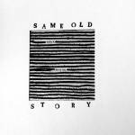 Stuart Kestenbaum. Same old Story. Found black text blacked out with marker and hand stamped text, 10 x 13 cm (4 x 5 in). © the artists.