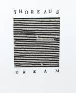 Stuart Kestenbaum. Thoreau’s Dream. Found black text blacked out with marker and hand stamped text, 10 x 13 cm (4 x 5 in). © the artists.