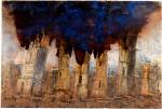 Anselm Kiefer. Walhalla, 2016. Oil, acrylic, emulsion, shellac and clay on canvas, three panels, each: 149 5/8 x 74 13/16 in (380 x 190 cm). Overall dimensions: 149 5/8 x 224 7/16 in (380 x 570 cm). © Anselm Kiefer. Photograph © White Cube (Charles Duprat).