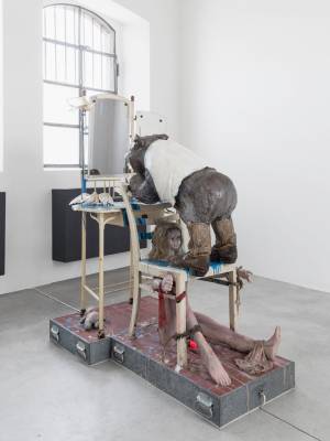 Edward & Nancy Reddin Kienholz. The Bear Chair, 1991. Installation view, Fondazione Prada, Milano. Photograph: Delfino Sisto Legnani Studio. Courtesy Fondazione Prada.