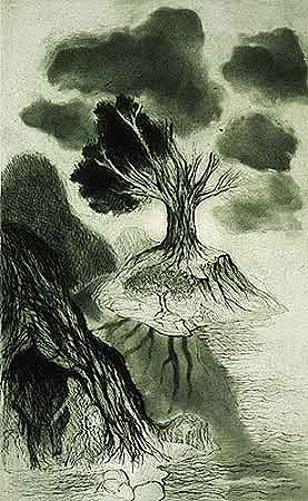 Ken Kiff. The Large Tree, 1995. Drypoint, edition of 35. Image: 40.5 x 25.0 cm.