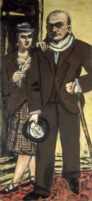 Max BECKMANN, 'Doppelportrait von Quappi und mir', 1941. Oil on canvas, 
        194 x 89 cm. Stedelijk Museum Amsterdam