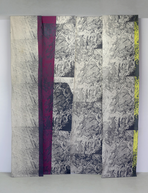 Kapwani Kiwanga. Petrograph, 2015. Ink on fabric, 350 x 220 cm. Courtesy Galerie Jérôme Poggi, Paris.