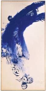 Yves Klein. Untitled Anthropometry (ANT 52), 1960. Dry pigment and synthetic resin on paper mounted on canvas, 159.5 x 78.5 cm. © Yves Klein, ADAGP, Paris/DACS, London, 2017.