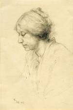 Winifred Knights. Portrait of Millicent Murby, September 1917. Pencil on paper, 16.5 x 11 cm. Collection of Martin Palmer. © The Estate of Winifred Knights.