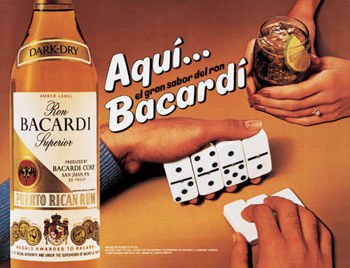 Jeff Koons. Aqui Bacardi, 1986. Oil inks on canvas; 45 x 60 in (114.3 x 152.4 cm). Ostrow Family Collection. © Jeff Koons.