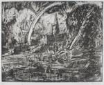 Leon Kossoff. <em>From Constable: Salisbury Cathedral from the Meadows (plate 3). </em>Private collection © Leon Kossoff