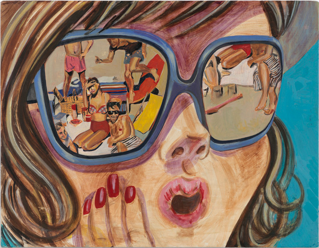 Ella Kruglyanskaya. Girl with Sunglasses, 2008. Egg tempera on panel, 35.6 x 45.7 cm. Courtesy the artist, and Gavin Brown’s enterprise New York/Rome.