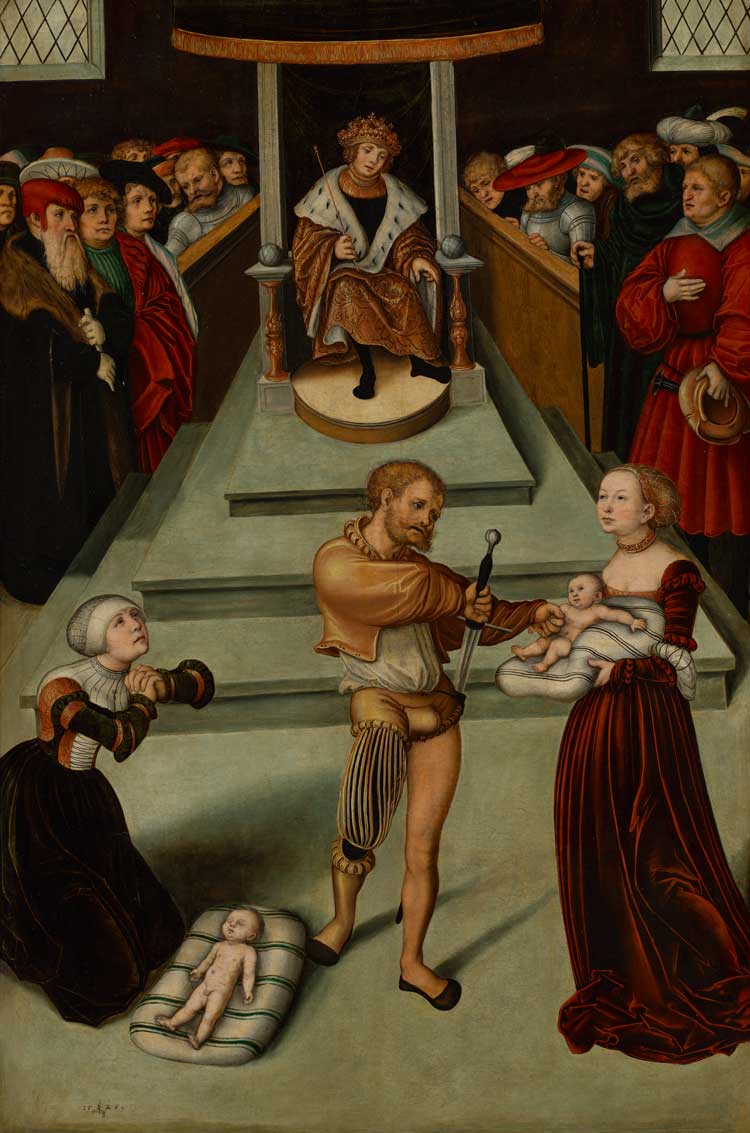 Lucas Cranach the Elder, The Judgment of Solomon, c1537, Gemaldegalerie, Berlin. Photo : Courtesy Lucas Museum of Narrative Art, Los Angeles.