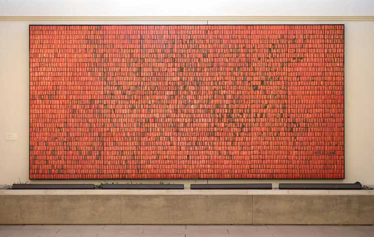 Doyle Lane, Mutual Savings and Loan Mural, 1964. Glazed earthenware, 100 ×216 in. Gift of MS Property Company. The Huntington Library, Art Museum, and Botanical Gardens.