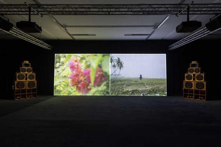 Olukemi Lijadu: Feedback, 2026. Installation view, Spike Island, Bristol. Image courtesy the artist. Photo: Rob Harris.