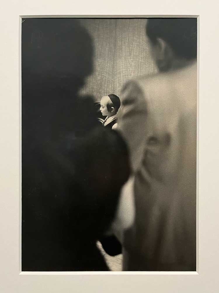 Saul Leiter, Wedding c1948. Gelatin silver print, printed c1948. Installation view, Saul Leiter: An Unfinished World, MK Gallery, Milton Keynes, 2024. Photo: Veronica Simpson.