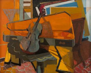 Marguerite Louppe. Le violon rouge. Oil on canvas, 31.5 x 38.75 in (80 x 98.4 cm). Image courtesy Rosenberg & Co, New York.