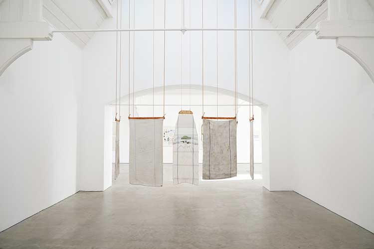 Installation view, Britta Marakatt-Labba: Under the Vast Sky, (2022).© Ikon Gallery. Photo: Stuart Whipps.