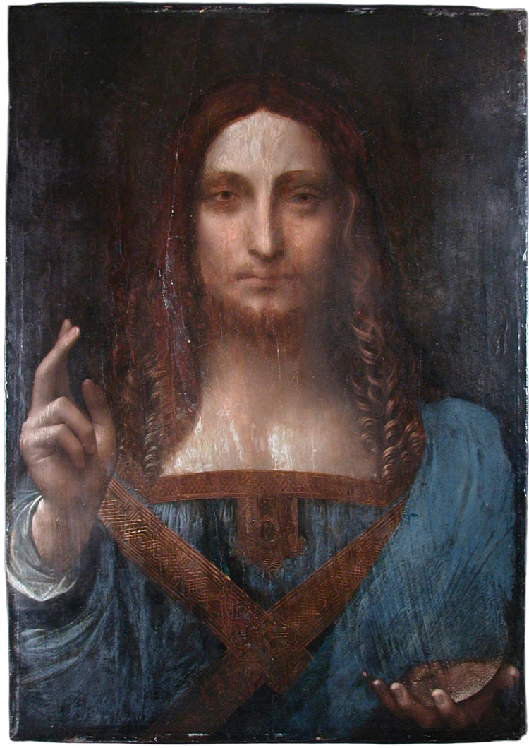 Salvator Mundi, c1499-1510. Oil on walnut panel, 45.4 cm x 65.6 cm (25.8 in x 19.2 in). Image copyright Dianne Modestini.