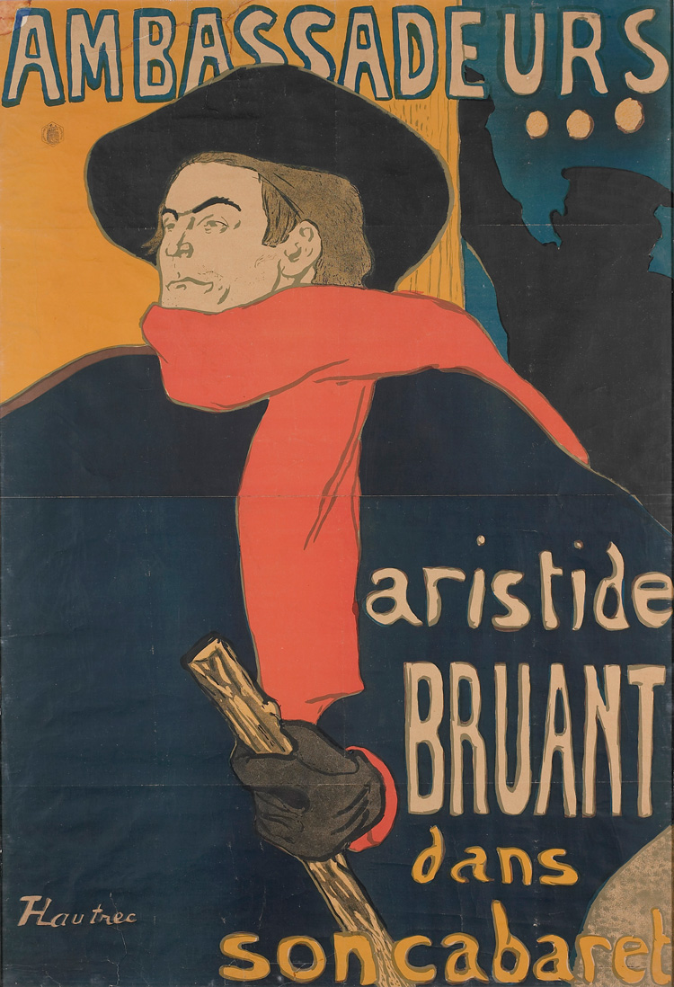 Henri de Toulouse-Lautrec. Ambassadeurs: Aristide Bruant, 1892. Photo © Musée d'Ixelles-Bruxelles / Courtesy of Institut für Kulturaustausch, Tübingen.