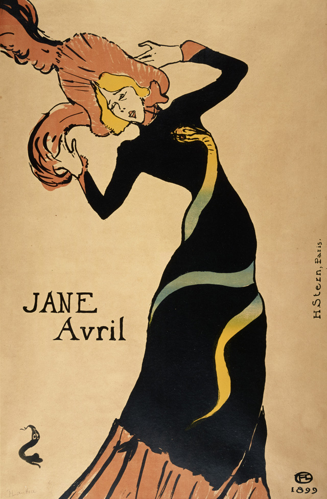 Henri de Toulouse-Lautrec. Jane Avril, 1899. Print, lithograph in coloured inks on paper, 56 x 36 cm. Collection: National Galleries of Scotland.
