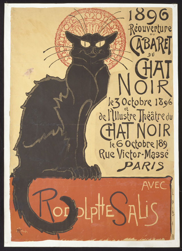 Théophile Steinlen. Cabaret du Chat Noir (Poster), 1892. Colour lithograph, 134.5 x 94.7 cm. Collection: Victoria and Albert Museum, London. © Victoria and Albert Museum, London.