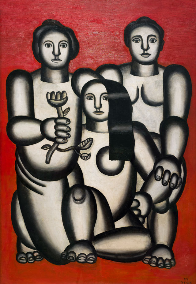 Fernand Léger. Three women on a red background, 1927. Oil on canvas, 138.5 x 95.5 cm. Musée d'art moderne et contemporain de Saint-Étienne Métropole. Achat, 1983. © ADAGP, Paris and DACS, London 2018. Image courtesy Cyrille Cauvet/Musée d’art moderne et contemporain de Saint-Étienne Métropole.