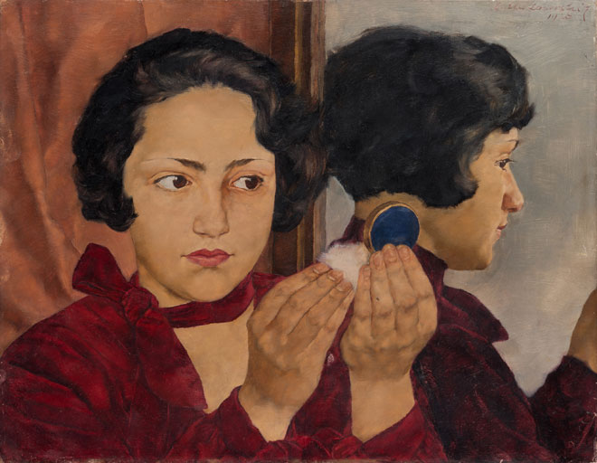 Lotte Laserstein. Russian Girl with Compact, 1928. Oil on panel, 31.7 x 40 cm. Städel Museum, Frankfurt am Main. Photo: Städel Museum – Artothek. © VG Bild-Kunst, Bonn 2018.