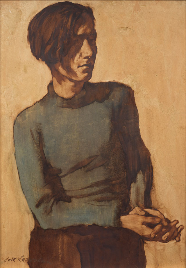 Lotte Laserstein. Traute in a Green Pullover, c1931. Oil on paper, 76 × 54 cm. Private collection, Sweden. Photo: Matthew Hollow Photography. © VG Bild-Kunst, Bonn 2018.