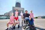 Ryan Gander with Jamie Clark, Phoebe Edwards, Tianna Mehta and Maisie Williams. Liverpool Metropolitan Cathedral. Photo: Pete Carr.