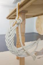 Lily Lanfermeijer, FauxSyrupAngel 2018, Rope and Rigging (detail). Ceramics, wood, robe, 42 x 132 x 70 cm. Punt WG Amsterdam. Photo: Kyle Tryhorn.