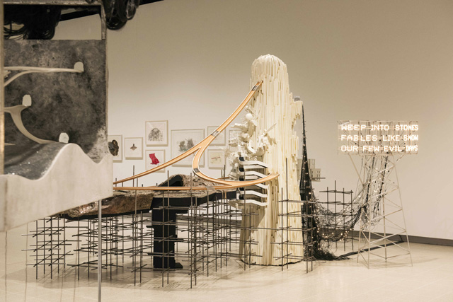 Lee Bul. Mon grand récit_ Weep into stones, 2005.  Installation view at Hayward Gallery, London 2018. © Lee Bul. Photo: Linda Nylind.
