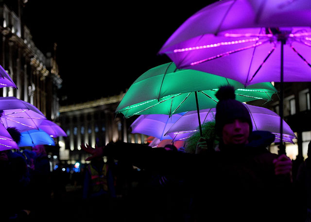 Cirque Bijou: The Umbrella Project. Image courtesy Lumiere London 2018.