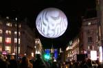 Miguel Chevalier. Origin of the World Bubble 2018. Installation view, Oxford Circus, Lumiere London 2018. Photograph: Martin Kennedy.