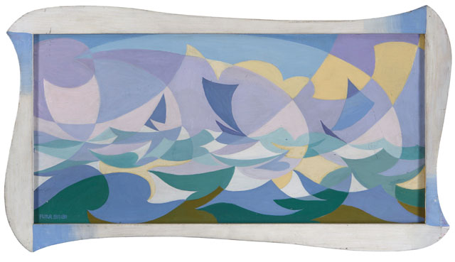 Giacomo Balla (1871-1958). Linee forza di mare (mattino), c1919. Oil on panel, 29 x 60.5 cm. Courtesy Mazzoleni.