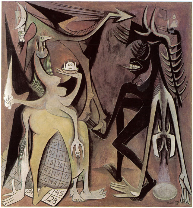 Wifredo Lam. Bélial, Emperor of the Flies, 1948. Oil on canvas, 216 x 200 cm. Private collection. © SDO Wifredo Lam.