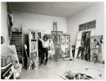 Wifredo Lam in his studio in Albissola in 1964. In the centre is The Soulless Children, 1964. Wifredo Lam Archives. © SDO Wifredo Lam.