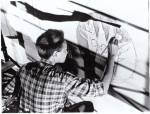 Wifredo Lam working on the cental figure for Collective Cuba – The Mural on the eve of the opening of the Salón de Mayo on 30th July. Wifredo Lam Archives © SDO Wifredo Lam.